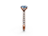 Rose gold Fancy Blue Round  Solitaire Pavé Band with Four-Prong Setting_159