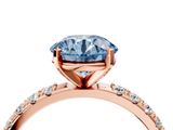 Rose gold Fancy Blue Round  Solitaire Pavé Band with Four-Prong Setting_161
