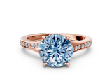 Rose gold Fancy Blue Round  Solitaire Pavé Band with Four-Prong Setting_49