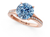 Rose gold Fancy Blue Round  Solitaire Pavé Band with Four-Prong Setting_50