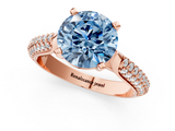 Rose gold Fancy Blue Round  Solitaire Pavé Diamond Engagement Ring with Four-Prong Setting_135