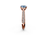 Rose gold Fancy Blue Round  Solitaire Pavé Diamond Engagement Ring with Four-Prong Setting_136