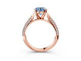 Rose gold Fancy Blue Round  Solitaire Pavé Diamond Engagement Ring with Four-Prong Setting_137