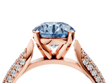 Rose gold Fancy Blue Round  Solitaire Pavé Diamond Engagement Ring with Four-Prong Setting_138