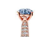 Rose gold Fancy Blue Round  Solitaire Pavé Diamond Engagement Ring with Four-Prong Setting_139