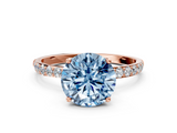 Rose gold Fancy Blue Round  Solitaire Pavé Diamond Engagement Ring with Four-Prong Setting_25