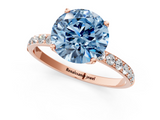 Rose gold Fancy Blue Round  Solitaire Pavé Diamond Engagement Ring with Four-Prong Setting_26