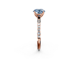 Rose gold Fancy Blue Round  Solitaire Pavé Diamond Engagement Ring with Four-Prong Setting_27