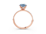 Rose gold Fancy Blue Round  Solitaire Pavé Diamond Engagement Ring with Four-Prong Setting_28