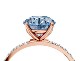 Rose gold Fancy Blue Round  Solitaire Pavé Diamond Engagement Ring with Four-Prong Setting_29