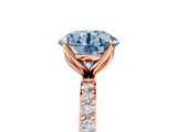 Rose gold Fancy Blue Round  Solitaire Pavé Diamond Engagement Ring with Four-Prong Setting_30