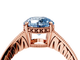 Rose gold Fancy Blue Round  Solitaire Pavé Diamond Milgrain Engagement Ring with Four-Prong Setting_7