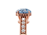 Rose gold Fancy Blue Round  Solitaire Pavé Diamond Milgrain Engagement Ring with Four-Prong Setting_8