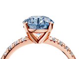 Rose gold Fancy Blue Round  Solitaire Pave Diamond Engagement Ring with Four-Prong Setting_263