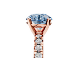 Rose gold Fancy Blue Round  Solitaire Pave Diamond Engagement Ring with Four-Prong Setting_264