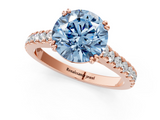 Rose gold Fancy Blue Round  Solitaire Pave Diamond Engagement Ring with Prong Setting_21
