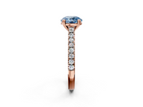 Rose gold Fancy Blue Round  Solitaire Pave Diamond Engagement Ring with Prong Setting_22