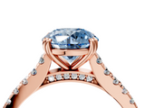Rose gold Fancy Blue Round  Solitaire Pave Diamond Engagement Ring with Prong Setting_24