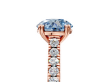 Rose gold Fancy Blue Round  Solitaire Pave Diamond Engagement Ring with Prong Setting_25