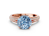 Rose gold Fancy Blue Round  Solitaire Pave Split Shank Engagement Ring with Six-Prong Setting_34