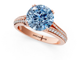 Rose gold Fancy Blue Round  Solitaire Pave Split Shank Engagement Ring with Six-Prong Setting_35