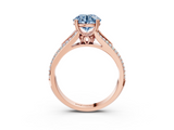 Rose gold Fancy Blue Round  Solitaire Pave Split Shank Engagement Ring with Six-Prong Setting_37