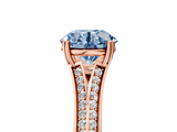 Rose gold Fancy Blue Round  Solitaire Pave Split Shank Engagement Ring with Six-Prong Setting_39
