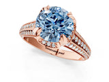 Rose gold Fancy Blue Round  Solitaire Pave Split Shank Ring with Four-Prong Setting_112