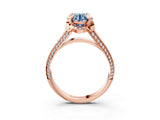 Rose gold Fancy Blue Round  Solitaire Pave Split Shank Ring with Four-Prong Setting_114