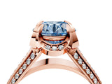 Rose gold Fancy Blue Round  Solitaire Pave Split Shank Ring with Four-Prong Setting_115