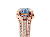 Rose gold Fancy Blue Round  Solitaire Pave Split Shank Ring with Four-Prong Setting_116
