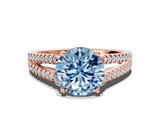 Rose gold Fancy Blue Round  Solitaire Split Shank Pavé Diamond Engagement Ring_371