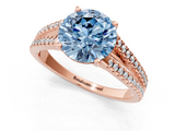 Rose gold Fancy Blue Round  Solitaire Split Shank Pavé Diamond Engagement Ring_372