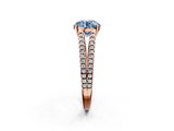 Rose gold Fancy Blue Round  Solitaire Split Shank Pavé Diamond Engagement Ring_373