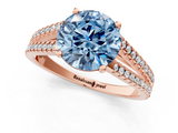 Rose gold Fancy Blue Round  Solitaire Split Shank Pavé Diamond Engagement Ring_374