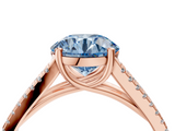 Rose gold Fancy Blue Round  Solitaire Split Shank Pavé Diamond Engagement Ring_375