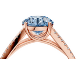 Rose gold Fancy Blue Round  Solitaire Split Shank Pavé Diamond Engagement Ring_376