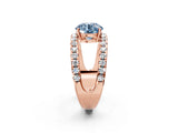 Rose gold Fancy Blue Round  Solitaire Split Shank Pave Diamond Ring_62