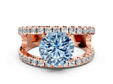 Rose gold Fancy Blue Round  Solitaire Split Shank Pave Diamond Ring_72