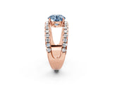 Rose gold Fancy Blue Round  Solitaire Split Shank Pave Diamond Ring_74