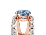 Rose gold Fancy Blue Round  Solitaire Split Shank Pave Diamond Ring_77