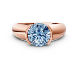 Rose gold Fancy Blue Round  Solitaire Tension Set Diamond Ring with Wide Band_37