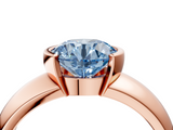 Rose gold Fancy Blue Round  Solitaire Tension Set Diamond Ring with Wide Band_41