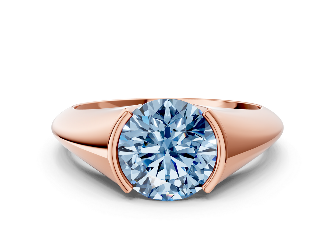 Rose gold Fancy Blue Round  Solitaire Tension Set Diamond Ring_20