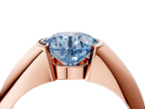 Rose gold Fancy Blue Round  Solitaire Tension Set Diamond Ring_24