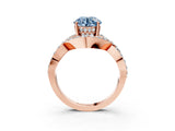 Rose gold Fancy Blue Round  Solitaire Twist Band Pavé Diamond Engagement Ring_35