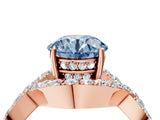 Rose gold Fancy Blue Round  Solitaire Twist Band Pavé Diamond Engagement Ring_36