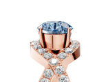 Rose gold Fancy Blue Round  Solitaire Twist Band Pavé Diamond Engagement Ring_37