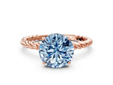 Rose gold Fancy Blue Round  Solitaire Twist Band Ring with Four-Prong Setting_12