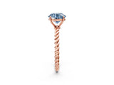 Rose gold Fancy Blue Round  Solitaire Twist Band Ring with Four-Prong Setting_14